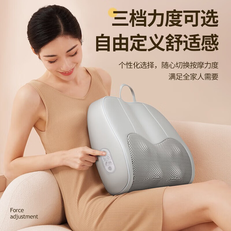 志高(CHIGO)颈椎按摩器全身多功能按摩枕肩颈脖子背腰部按摩仪家用靠垫 生日礼物实用送爸爸妈妈礼品 仿人手揉捏+红光热敷+正反揉捏+提手便捷【充电款】
