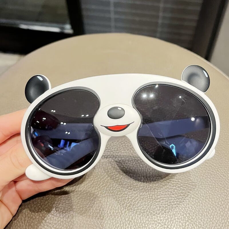 GALADRIEL 儿童太阳镜男童女童可爱熊猫眼镜宝宝遮阳镜熊猫宝宝眼镜男女L 黑白色 单个宝宝墨镜