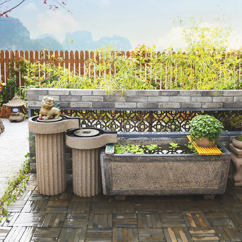 汉韵堂 新中式生财流水摆件庭院园林花园户外造景鱼池落地水景鱼缸