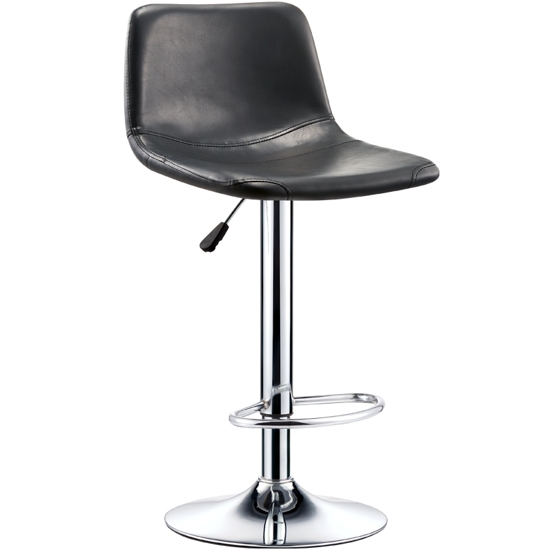 诗龄吧台椅升降现代简约靠背吧台轻奢家用 黑色耐磨皮矮款高度34-49