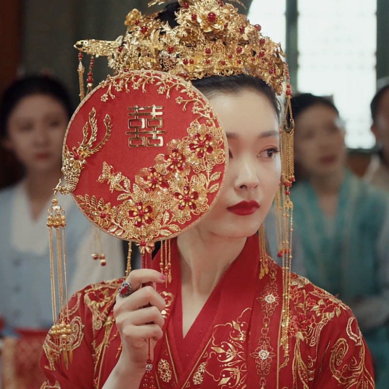 团扇古风团扇中式婚礼扇子新娘秀禾服喜扇diy赘婿宋轶结婚扇同款成品
