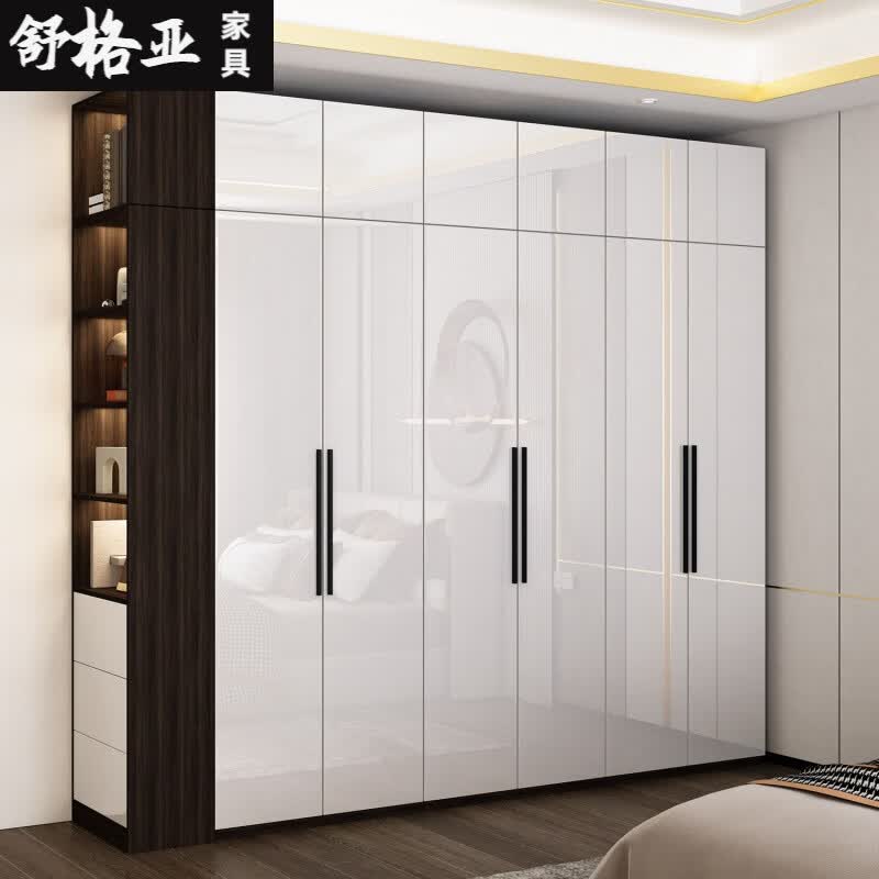 舒格亚极简意式高亮光衣柜新款轻奢家用卧室四五六门组装现代简约大