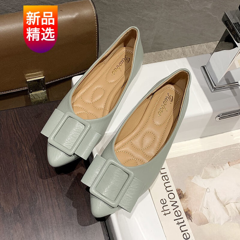 女2021新款春秋尖头平底鞋女软底浅口鞋子百搭瓢鞋四季鞋女鞋防滑耐磨