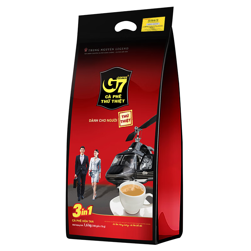 查询越南进口中原G7三合一速溶咖啡1600g16克*100条越南本土越文版包装新包装历史价格