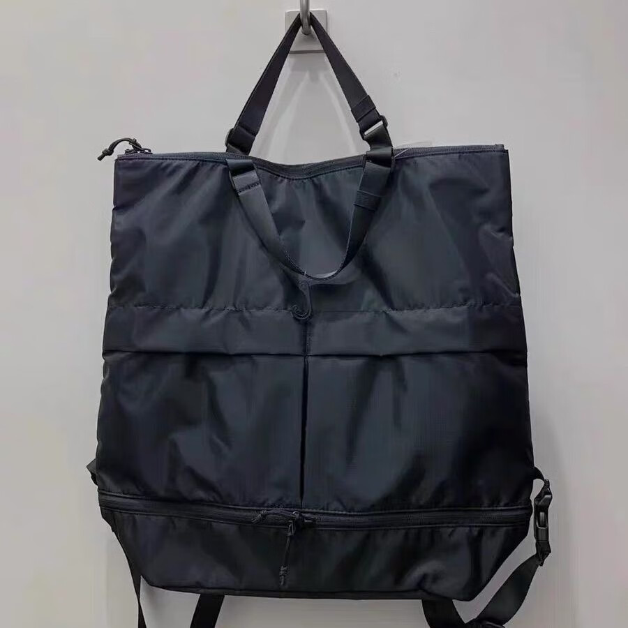 曼瑰男女通勤拎包单肩托特包两用背包大容量龙包45146 黑