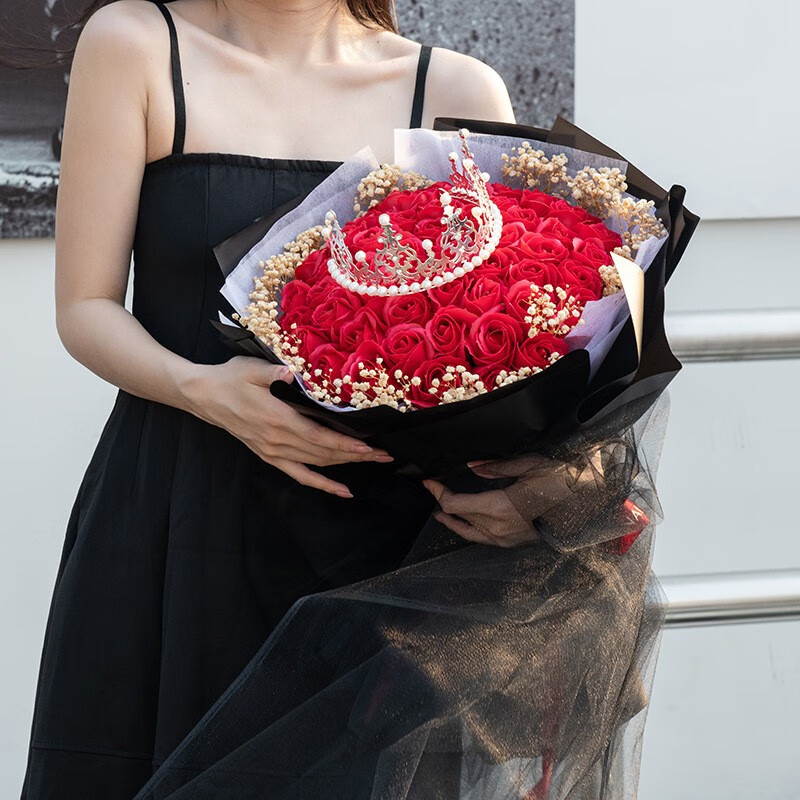 妙如意99朵52朵香皂花手捧大花束创意玫瑰满天星情人节礼物母亲生日