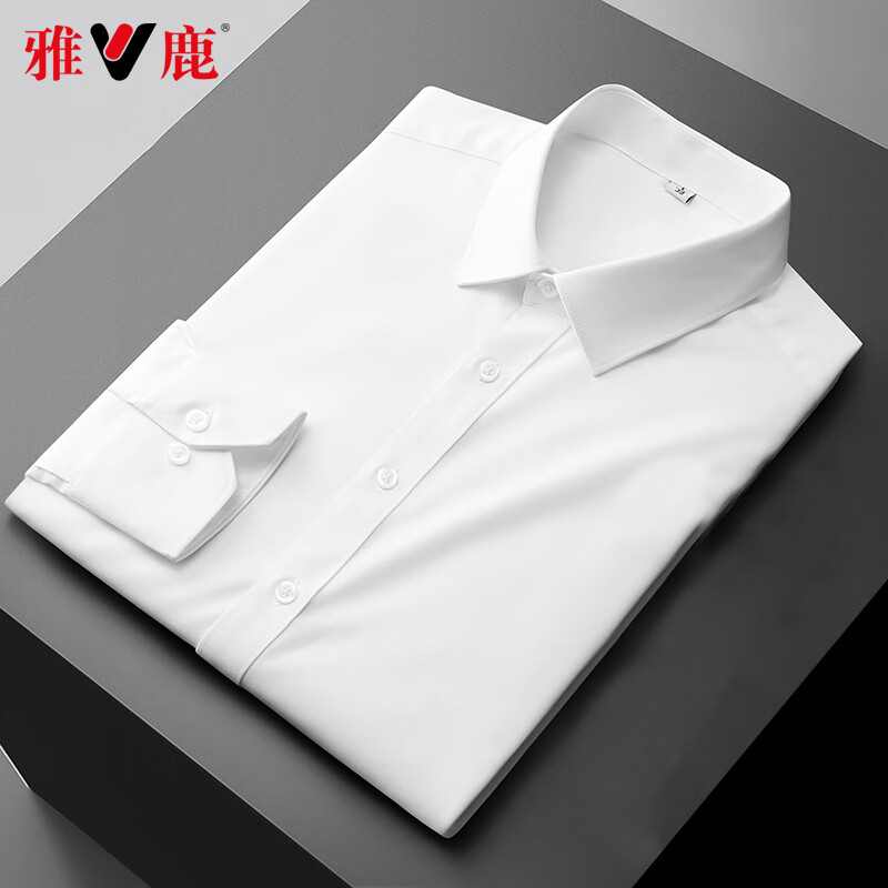 雅鹿 衬衫男秋季短袖衬衣商务休闲时尚潮流衬衣百搭休闲男装