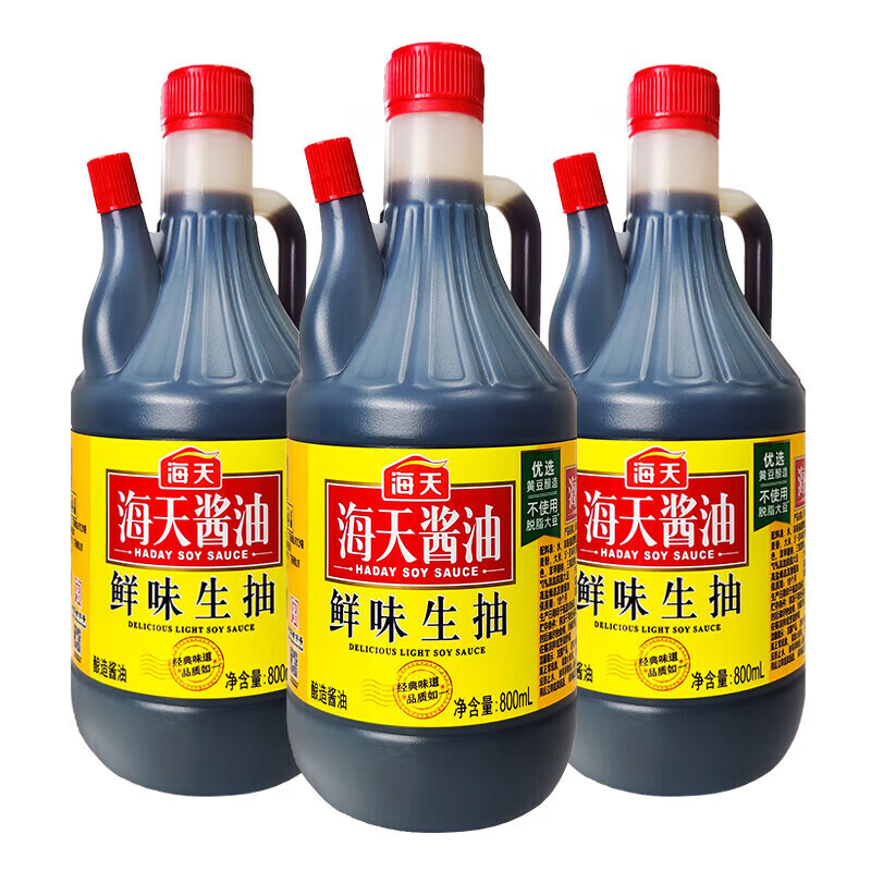 海天 鲜味生抽800ml/瓶 家用黄豆酿造酱油调味品凉拌点蘸炒菜 800ml*1
