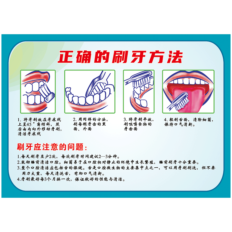 正确的刷牙方法宣传画海报挂图刷牙应注意的问题牙线使用方法墙贴纸