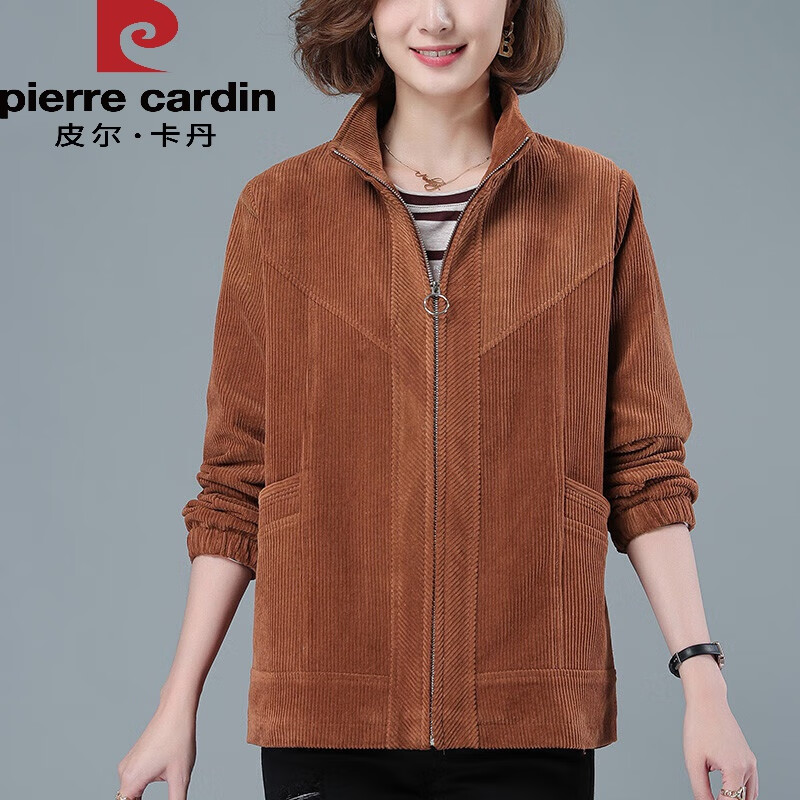 品牌女装  灯芯绒外套女春秋新款中年妈i妈女式短款休闲夹克女士外衣