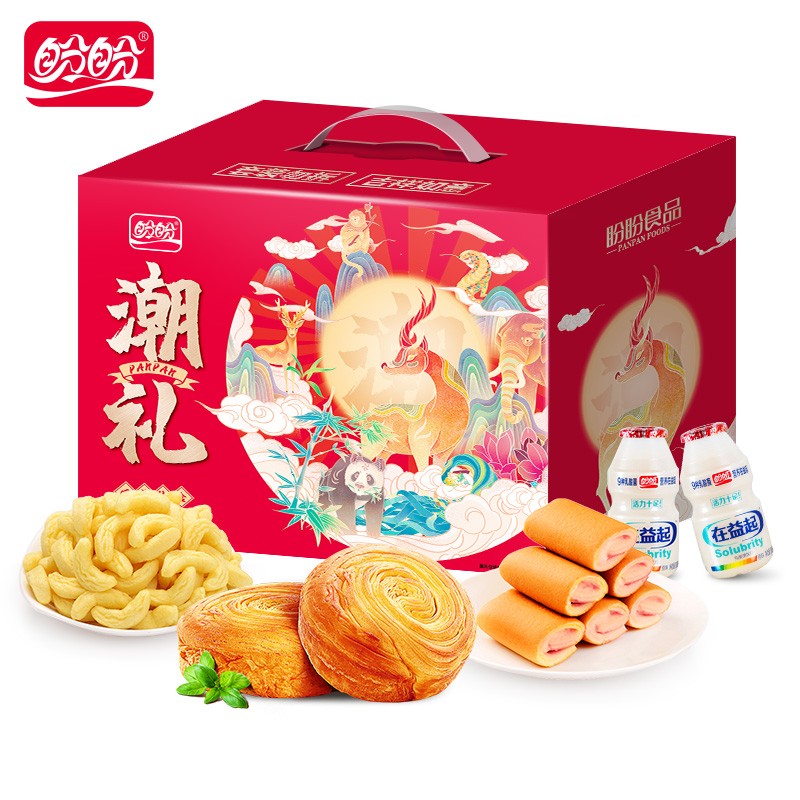 情人节送女友饼干蛋糕零食整箱礼盒 盼盼潮礼心礼(羚羊)红色版860克
