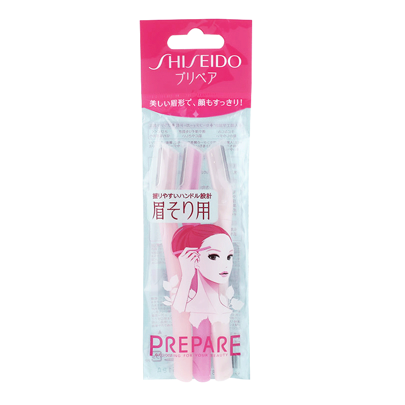 日本进口 资生堂(SHISEIDO) PREPARE修眉刀 L字刀头 3支/袋 安全不伤皮肤 进口超市