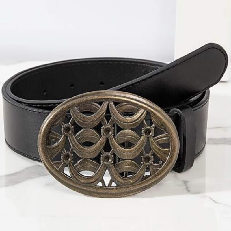 卡贝伯爵 嘻哈皮带花纹复古皮带扣街舞大头腰带西部牛仔扣男女通用