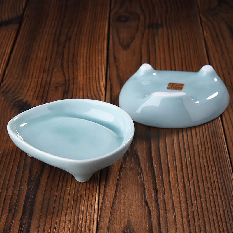 三足笔掭书法练字国画专用笔舔墨水墨盒简易砚台陶瓷笔搁抄经毛笔架多功能青瓷小墨池文房四宝 三足笔掭（粉青）