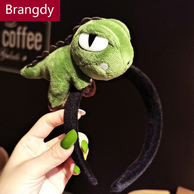 宽边发箍女洗脸百搭外出韩版头箍女韩国搞怪头饰发卡 趴趴绿恐龙发箍