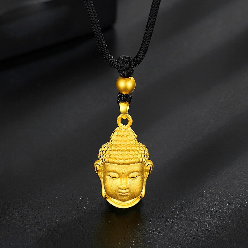 【送证书】易升黄金佛头吊坠男女款999足金如来佛祖本命年挂坠男3d硬