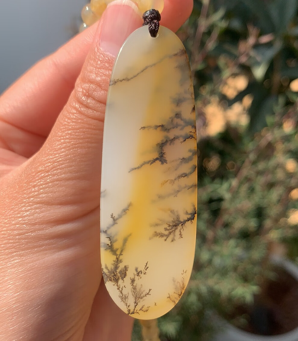 宝钰(k&k)黄龙玉水草花平安无事牌毛衣链吊坠挂件证书新款sn4434