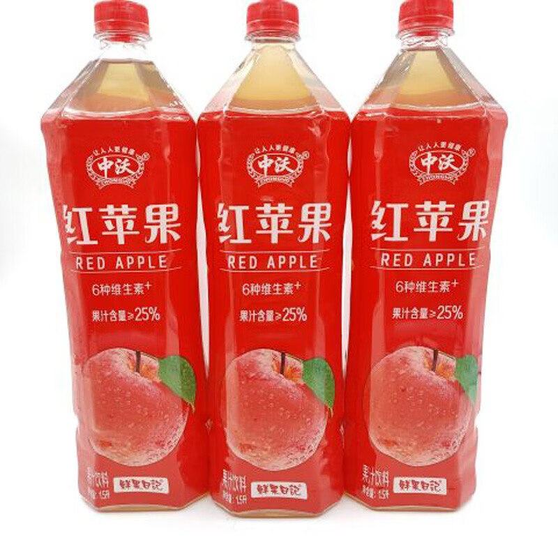 5l*6瓶整箱大瓶维生素果汁饮料新日期 中沃红苹果汁1.5l*6瓶整箱