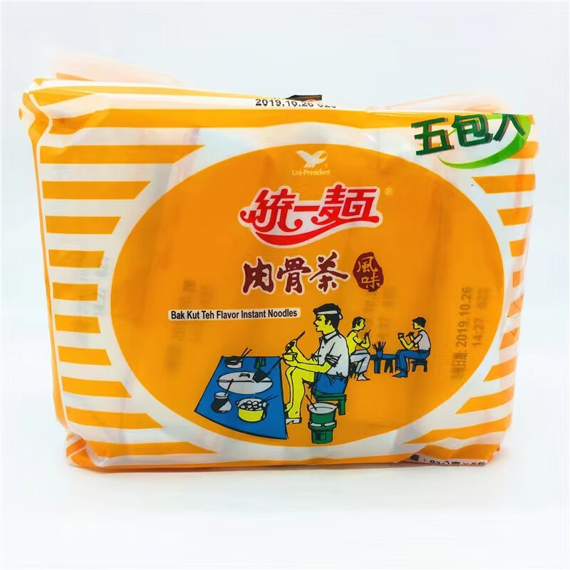 统一 台湾肉燥面方便面葱烧牛肉鲜虾肉骨茶调合米线风味*5包装泡面張 浅黄色