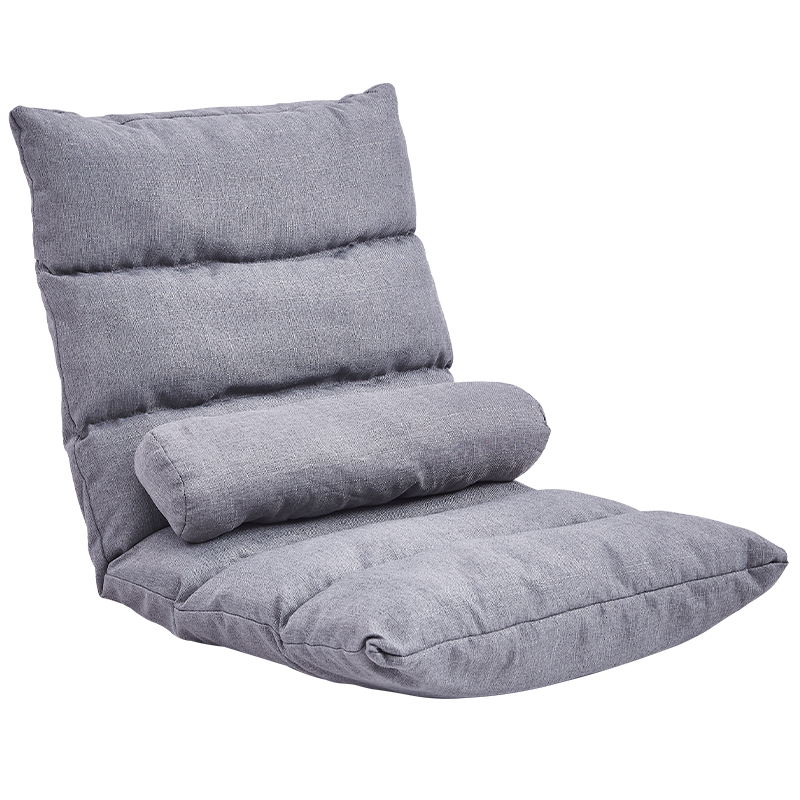 京居 榻榻米 坐垫懒人沙发床上小沙发飘窗椅可折叠单人靠背椅子 灰色LZ06款