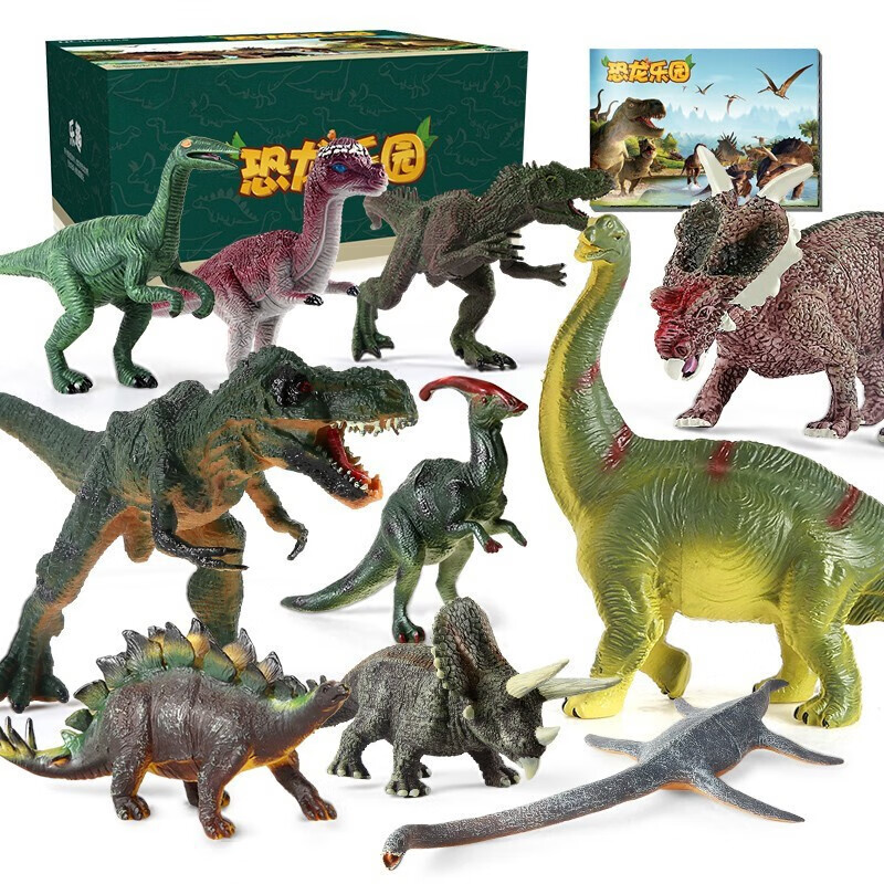 勾勾手（GOUGOUSHOU）儿童恐龙玩具男女孩侏罗纪仿真动物霸王龙宝宝早教套装三角龙模型 恐龙王国10件套[恐龙手册]