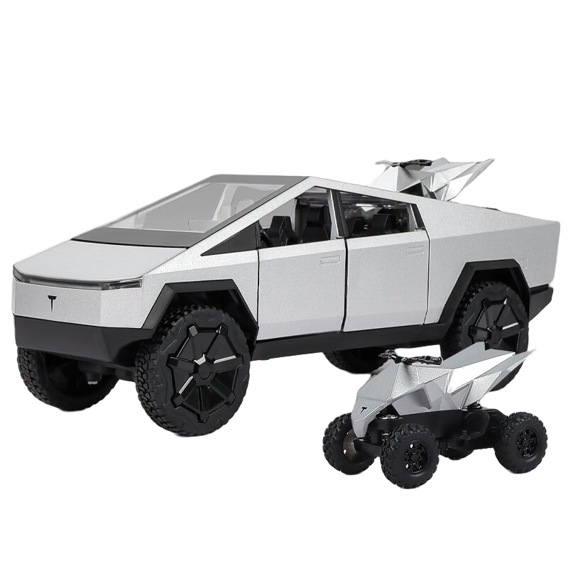 卡威（KIV）仿真赛博皮卡合金大号汽车模型儿童越野玩具车男孩摆件 特斯拉皮卡-银色