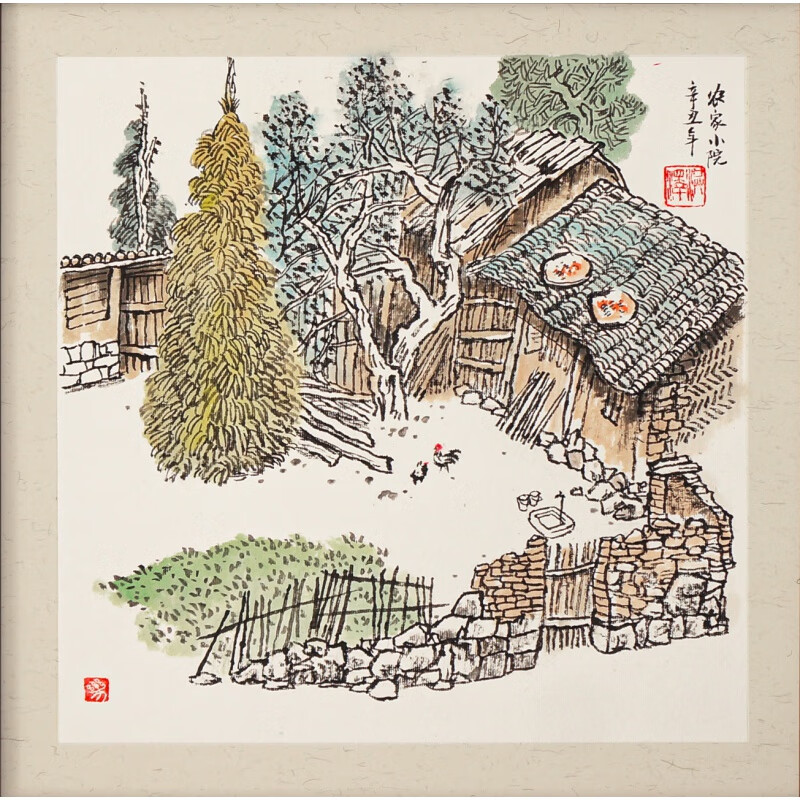 手绘一物一图田园风光真迹字画新中式沙发客厅玄关背景装饰画国画 画