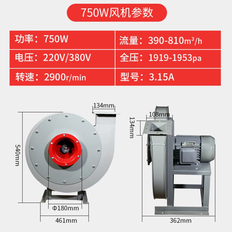 仁聚益9-19高压风机离心风机 强力输送鼓风380v工业 9-19-3.15a/0.