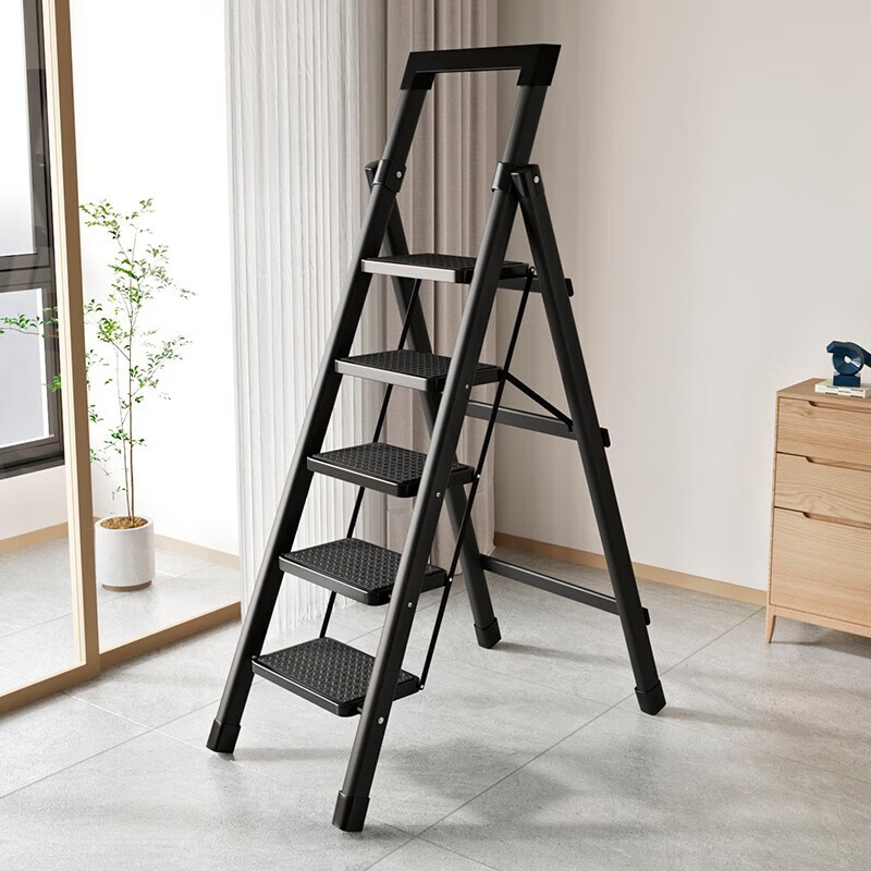 华恺之星 梯子家用折叠梯人字梯工程梯加厚登高室内扶梯子TZ08黑色五步怎么看?