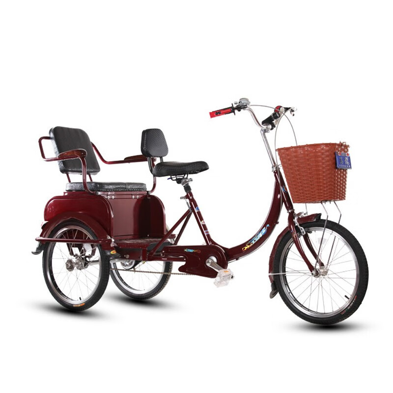 玉龙(20寸 升级靠背座)玉龙牌中老年休闲三轮车老人脚蹬人力三轮 酒