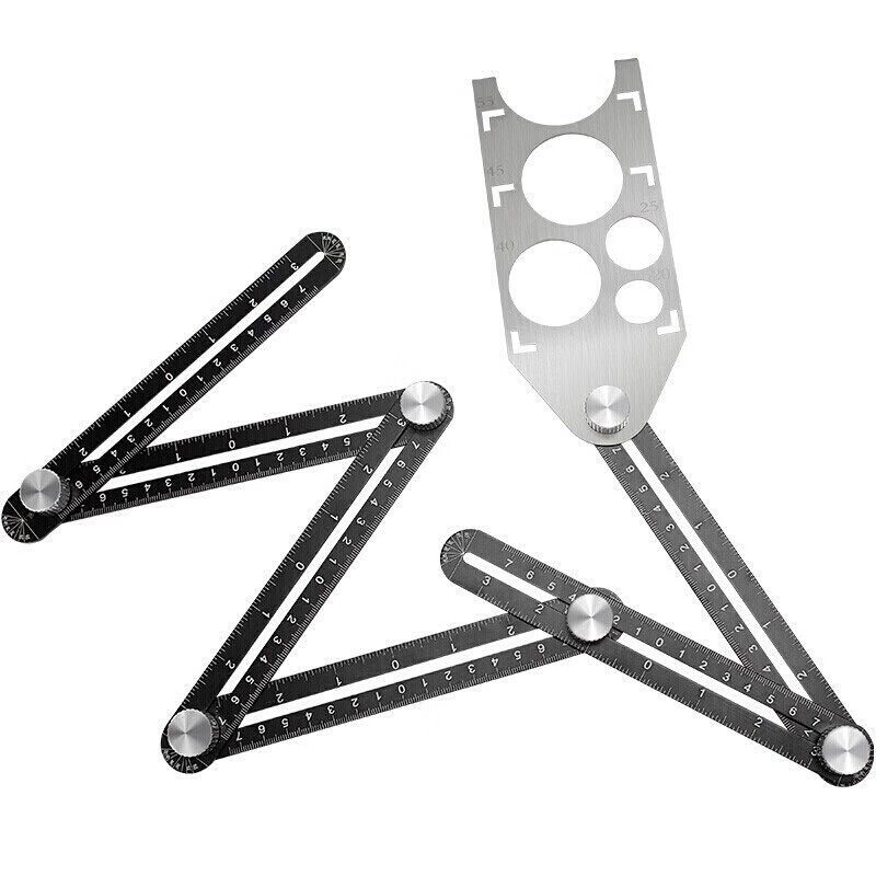 合金多功能折叠尺六角六边尺瓦工瓷砖万向定位开孔器 多功 尺 六折尺