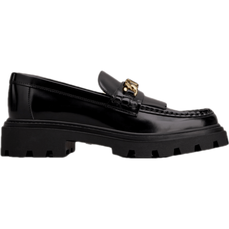 TOD’S官方女士TIMELESS小T扣流蘇厚底樂福鞋皮鞋單鞋女鞋 黑色 35 腳長22.6cm