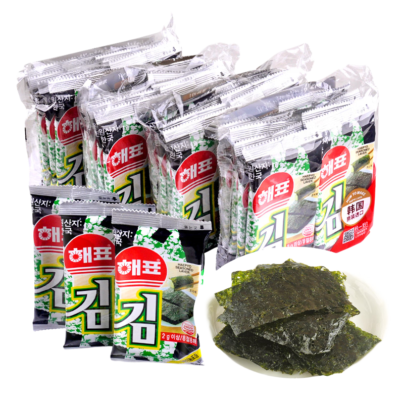 海牌 菁品海苔 韓國(guó)進(jìn)口原味烤紫菜片即食海味下飯壽司拌飯兒童零食 【推薦】原味6大包（2g*36包）