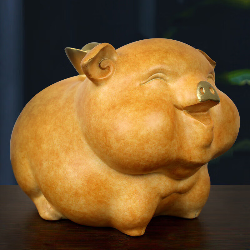 domir 【诸事顺心】全铜猪摆件工艺品 可爱猪元宝猪福猪财猪家居客厅