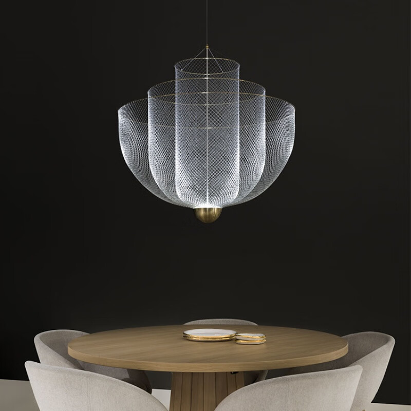 清允北欧后现代餐厅吊灯轻奢设计师金属网格艺术售楼处样板房展厅灯具