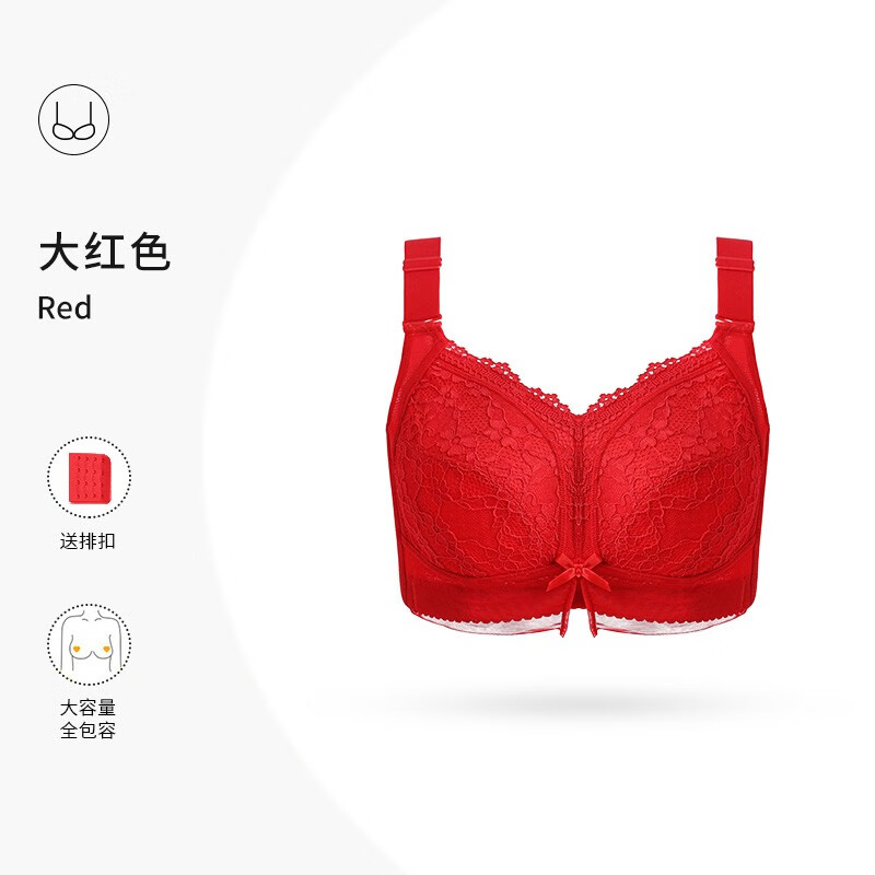 糖粒内衣女文胸胖mm大码蕾丝无钢圈缩胸全罩杯胸罩大胸显小上托防下垂