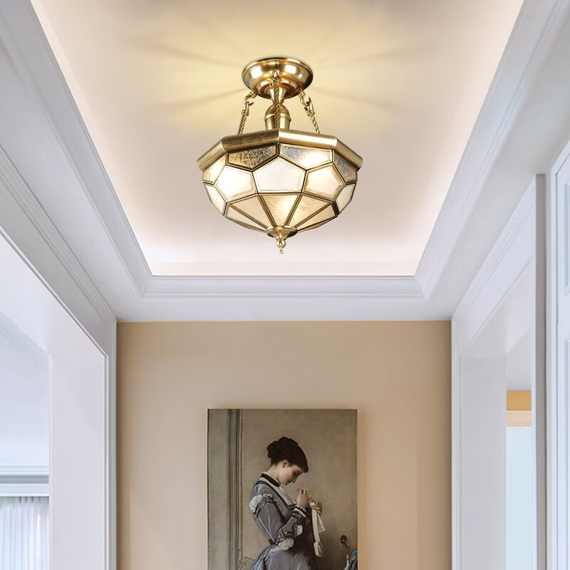 圣蒂斯曼 全铜玄关吸顶灯 智能感应欧式入户电梯口门厅阳台楼道灯美式