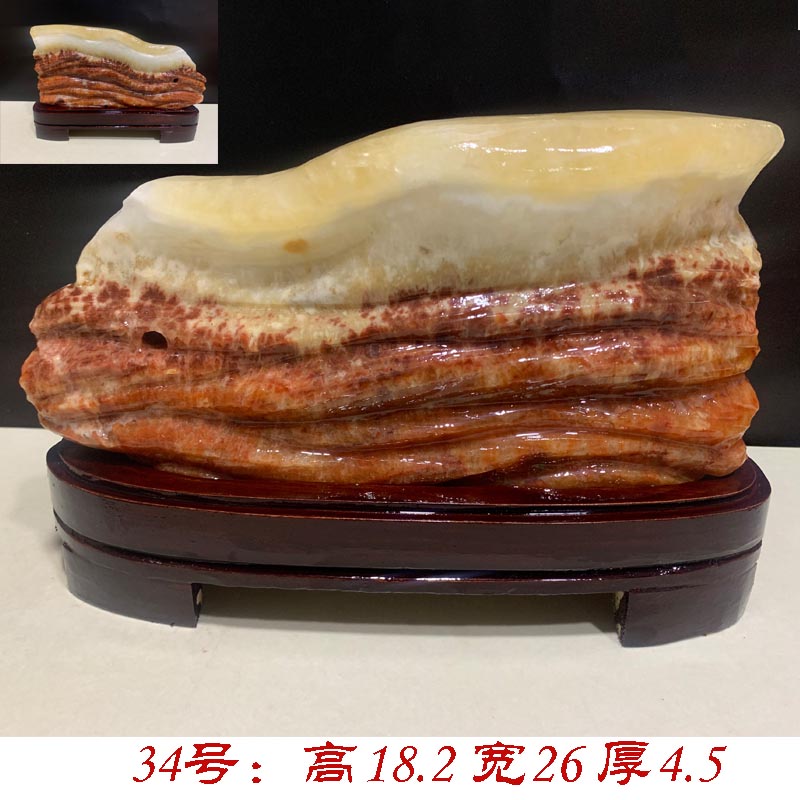 猪肉石摆件 天然猪肉石奇石腊肉石头观赏原石五花肉红烧肉办公室家居