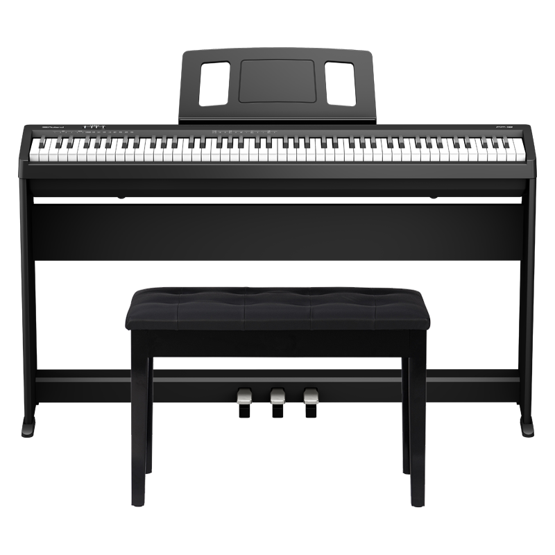 Roland罗兰电钢琴FP30X考级88键重锤便携式fp30儿童初学练习蓝牙智能数码电钢琴 FP30X典雅黑主机+三踏板+木架+礼包