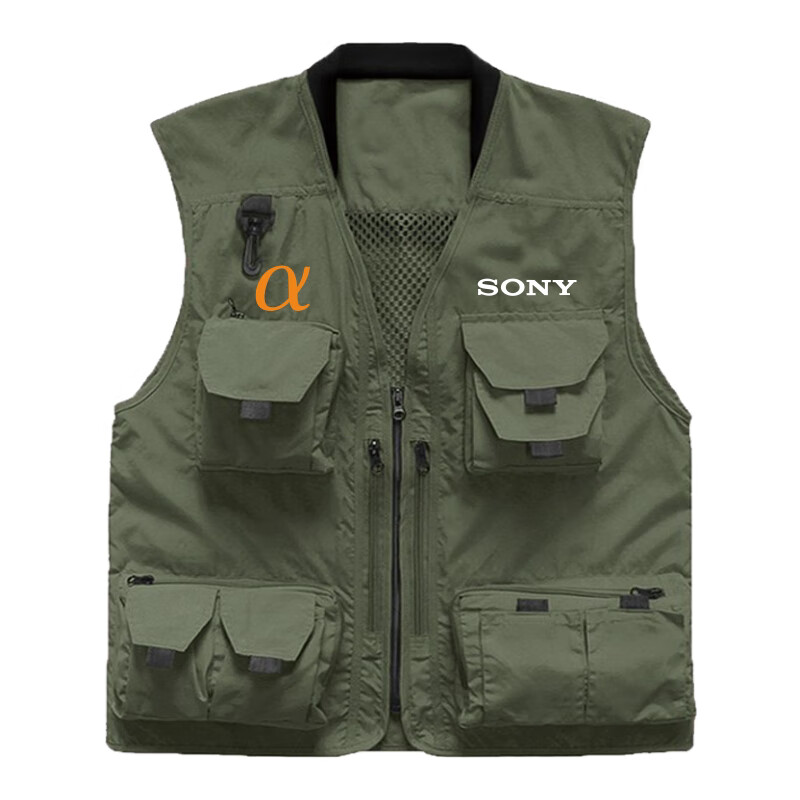 七加肴索尼攝影馬甲男攝影馬甲工作服定制印logo多口袋戶外記者工服專業(yè) 【不退換】綠色 下單后印制 XL