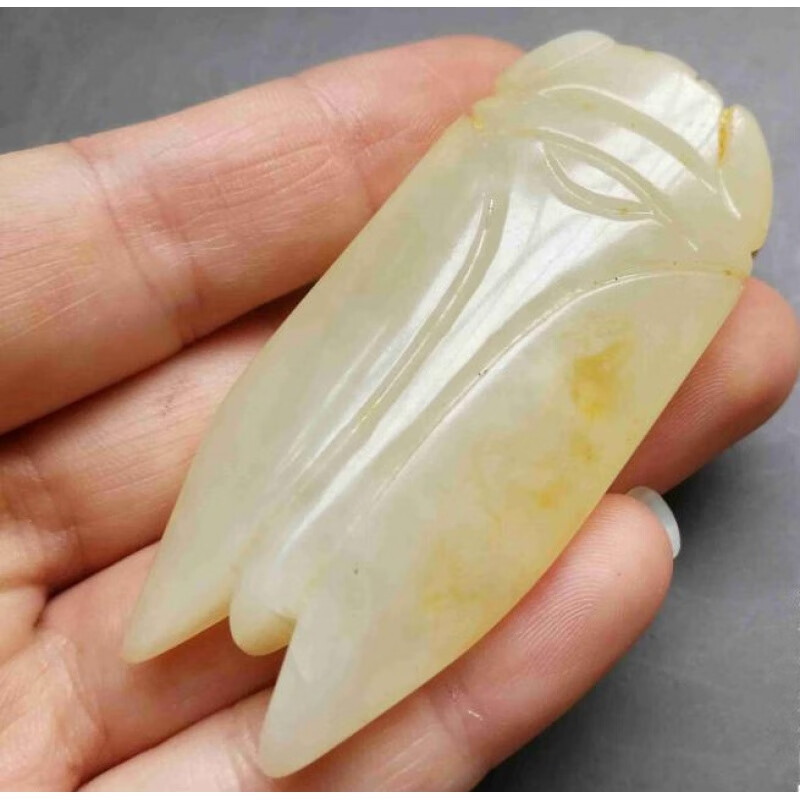 铭闽玉蝉吊坠白玉蝉金蝉寒蝉汉八刀简约吊坠玉佩把件摆件生日节日礼物