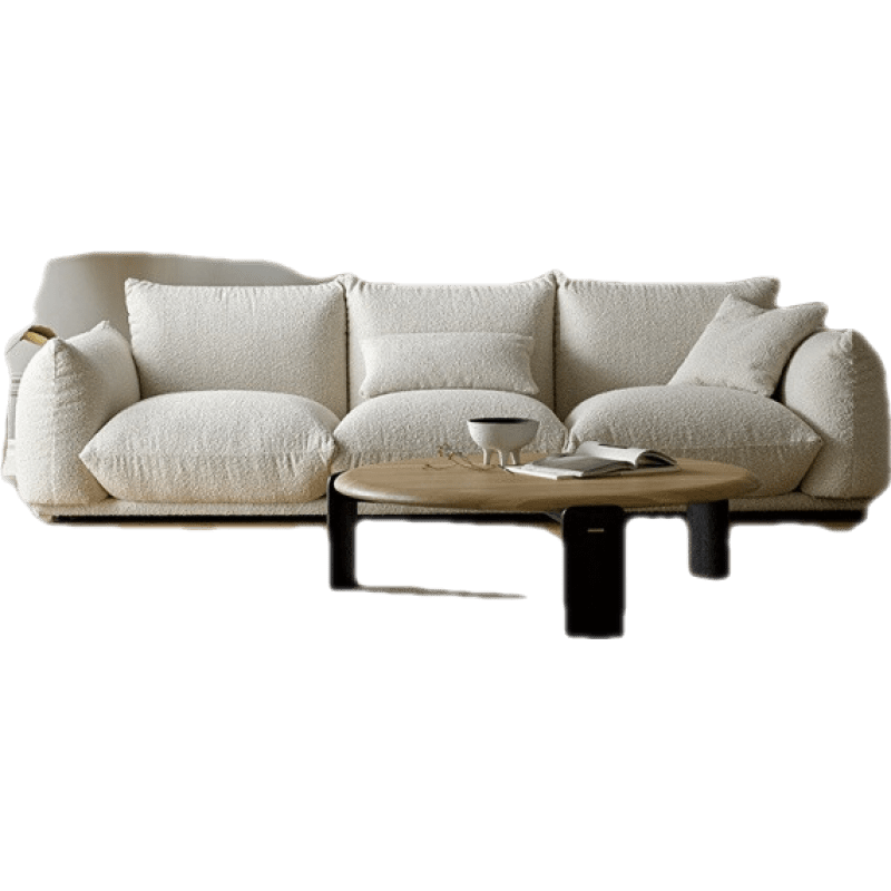 季勤 沙发 意式极简沙发侘寂风arflex面包布艺沙发三人位北欧客厅小户型家用白色雪花绒沙发 双扶手单人位 【3D立体雪花绒+高回弹海绵座包+俄罗斯松木框架】