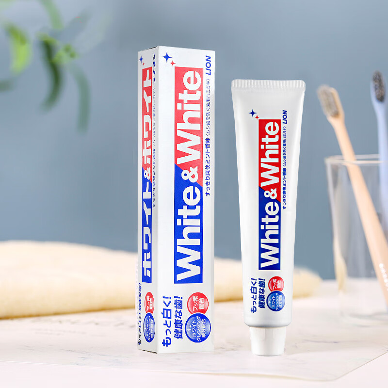 狮王(lion)white&white美白牙膏防蛀亮白牙齿狮王大白牙膏含氟清洁