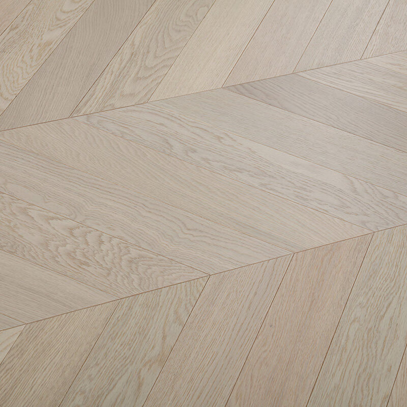 扑哩扑剌人字拼多层复合地板水地暖家用卧室鱼骨拼花 橡木格丽斯暖白