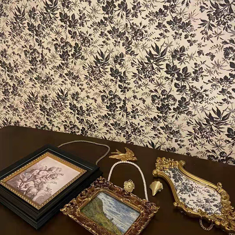 仟梵(qianfan)定制复古腊叶背景墙纸小红书网红壁纸樱桃腊树叶壁布 图