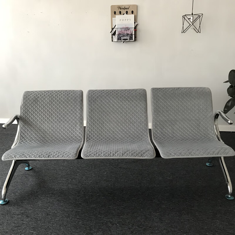 三人连排椅坐垫医院诊所候诊输液椅子垫套银行座椅套毛绒夹棉加厚 加