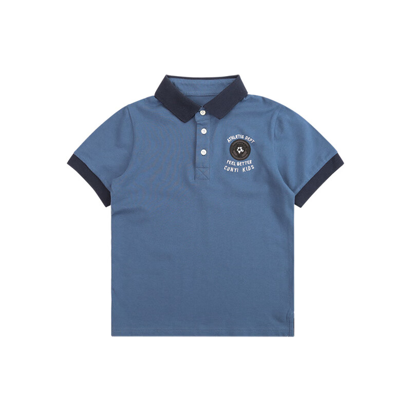 纯一良品(CUNYI)童装男童POLO衫夏季新款儿童短袖t恤中大童休闲上衣 深蓝色 160 cm