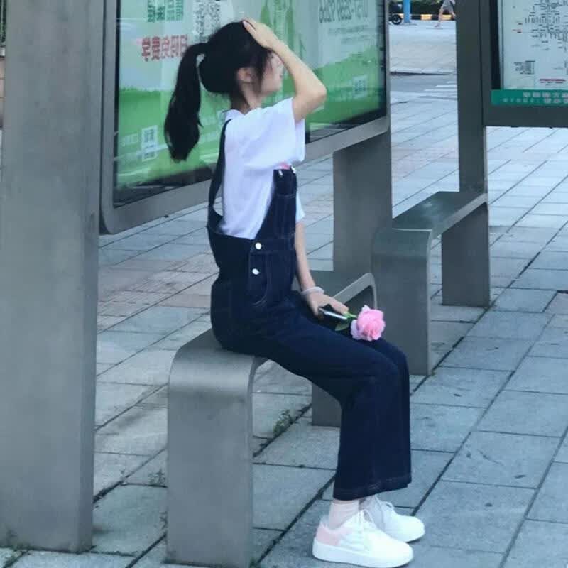 熙叙晨 牛仔背带裤女春夏季2022新款韩版宽松直筒盐甜系小个子吊带连体 深蓝色 （背带裤） L （建议110-125斤）属于什么档次？