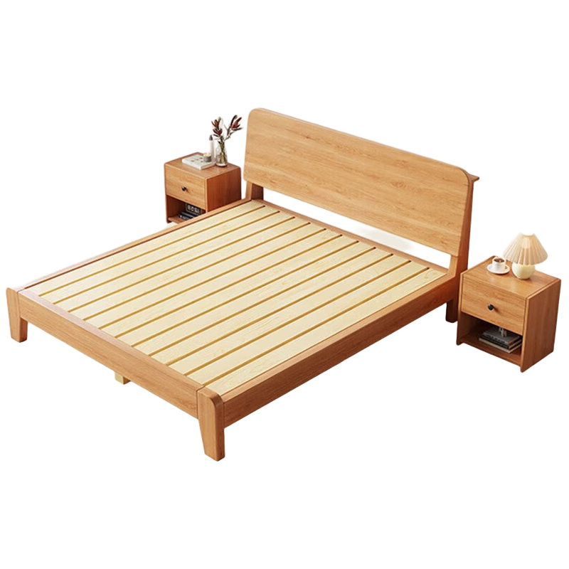 中伟实木床板式床主卧现代简约双人床经济型出租屋单人床1.