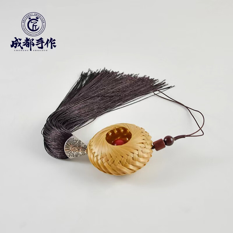 【非遗技艺】成都手作道明竹编平安扣挂件中国节流苏穗子伴手礼品